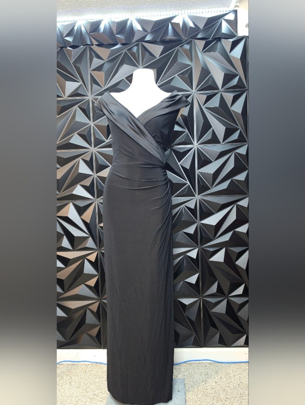Ralph Lauren One-Shoulder Black Evening Gown